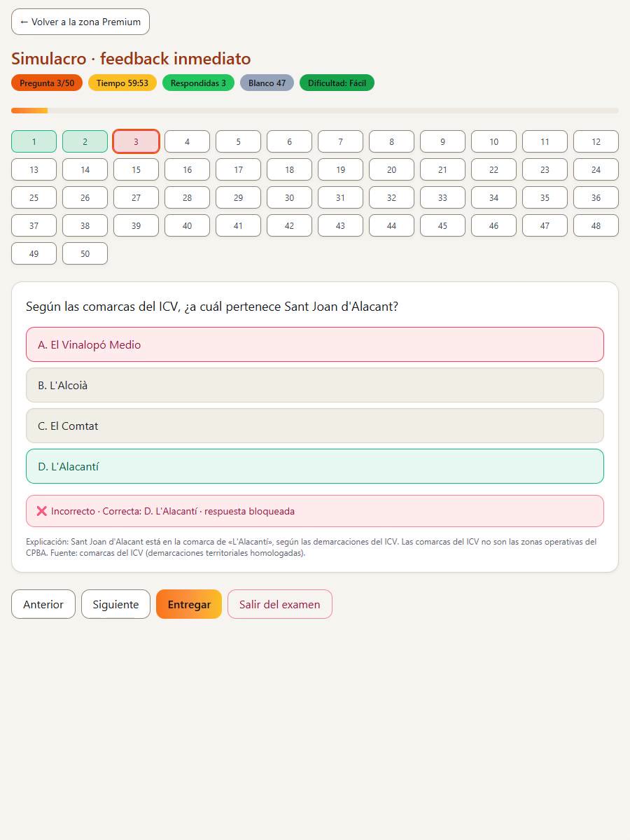 Hub de tests del Consorcio en Callejea Alicante: los 56 simulacros con el formato del test de las bases